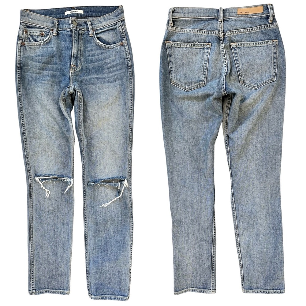 GRLFRND “Naomi” High Rise Ripped Distressed Stretch Jeans Size 24 Made in USA